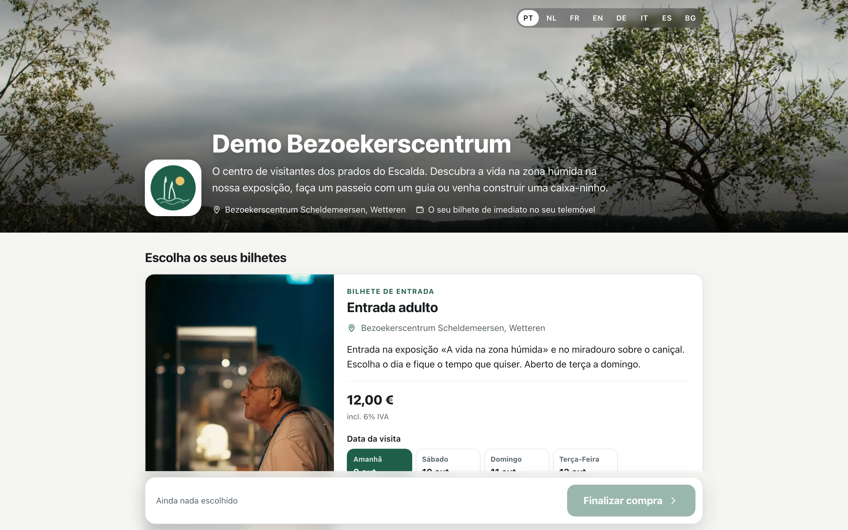 Partilhar e incorporar a sua bilheteira online
