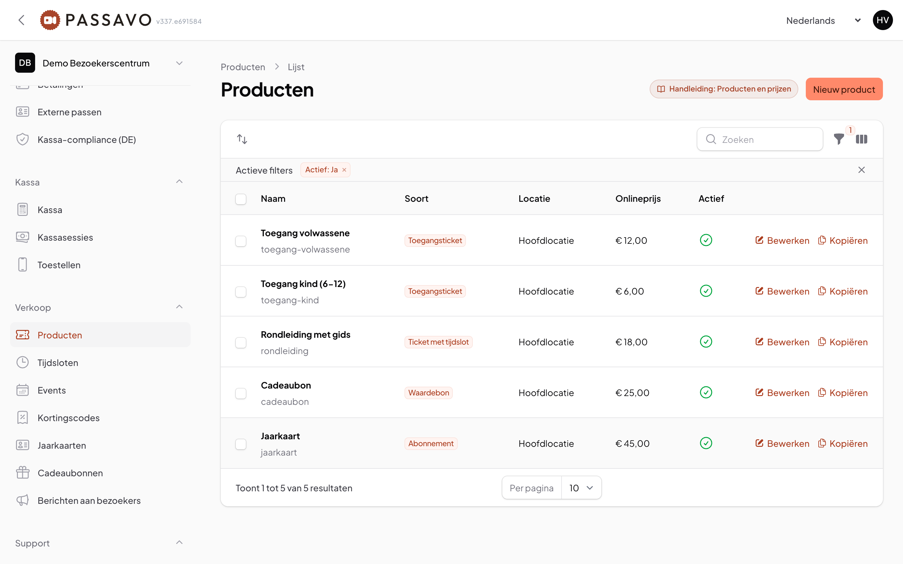 Products and prices