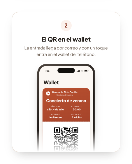 Un teléfono con la entrada en el wallet, lista para mostrar.