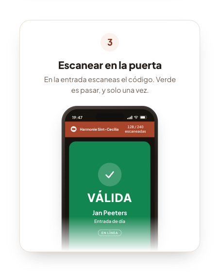 Un teléfono que escanea una entrada en la puerta y se pone verde.