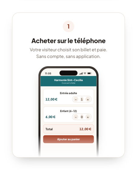 Un téléphone avec la billetterie : le visiteur choisit son billet et paie.