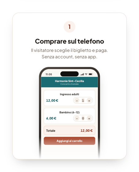 Un telefono con la biglietteria: il visitatore sceglie il biglietto e paga.